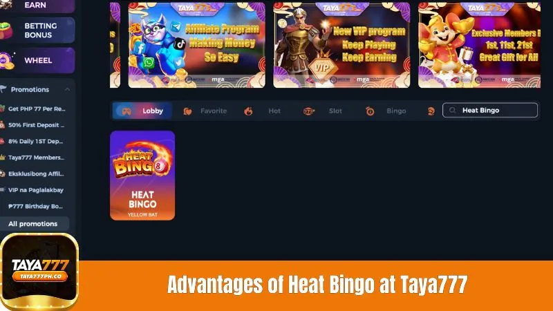 Advantages of Heat Bingo at Taya777