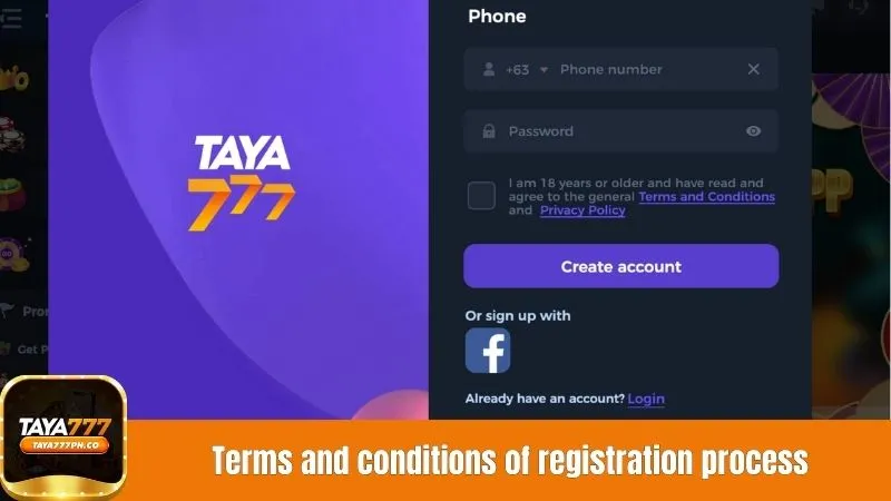 Terms and conditions of registration process