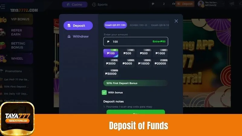 Deposit of Funds