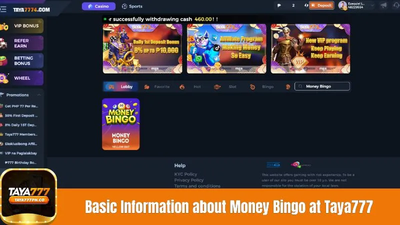 Basic Information about Money Bingo at Taya777